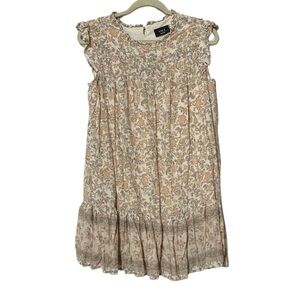 Vici Floral Cream Lined Dress Or Can Be Worn As A Longer Top With Leggings